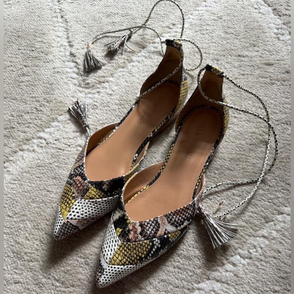 Ulla Johnson Neoma Snakeskin Flat with Tassles Size 38